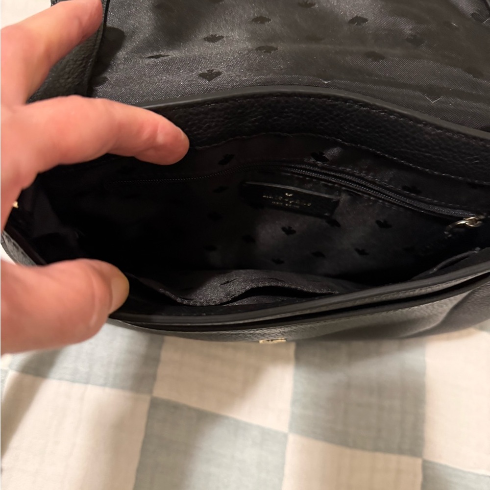 kate spade Leila Black Pebbled Leather Double Flap Crossbody - Picture 5 of 10